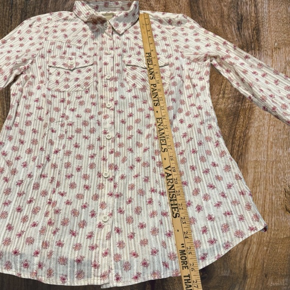 Ruff Hewn Western Floral Stripe Button Up Shirt Boho Cottagecore M - Picture 6 of 9